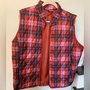 Plaid Quilted Vest in Red and Pink